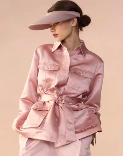 Cynthia Rowley Satin Safari Jacket MAUVE New