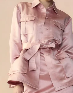 Cynthia Rowley Satin Safari Jacket MAUVE New