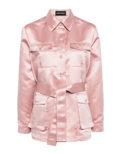 Cynthia Rowley Satin Safari Jacket MAUVE New