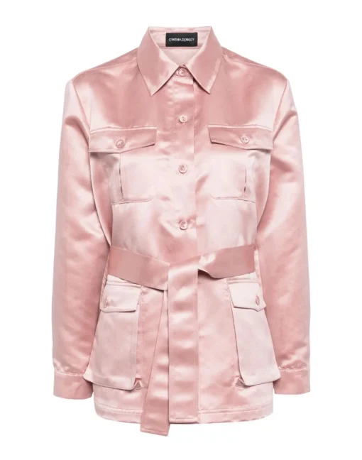 Cynthia Rowley Satin Safari Jacket MAUVE New