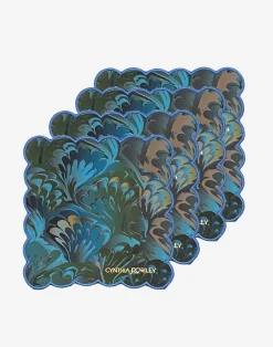 Cynthia Rowley Scallop Embroidered Edge Cocktail Napkin GRNMA Sale
