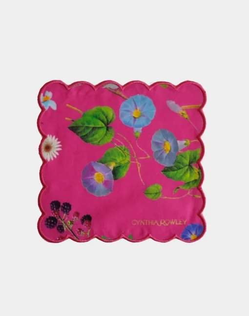 Cynthia Rowley Scallop Embroidered Edge Cocktail Napkin PNKFL New