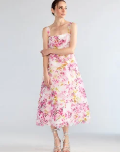 Cynthia Rowley Scalloped Petal Midi Dress WHTMT Best