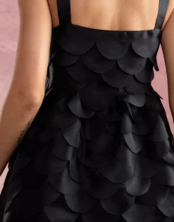 Cynthia Rowley Scalloped Petal Mini Dress BLACK Discount