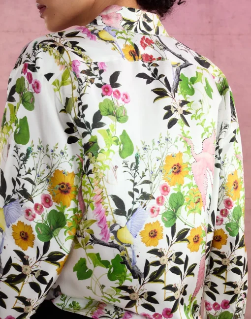 Cynthia Rowley Secret Garden Silk Shirt WHTMT Online