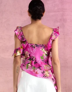 Cynthia Rowley Secret Garden Silk Top PNKFL Clearance