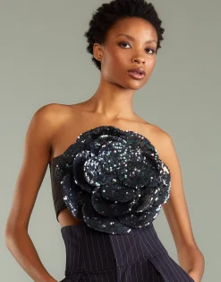 Cynthia Rowley Sequin Flower Bandeau DRKMT Outlet