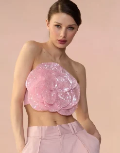 Cynthia Rowley Sequin Flower Bandeau LTPNK Discount
