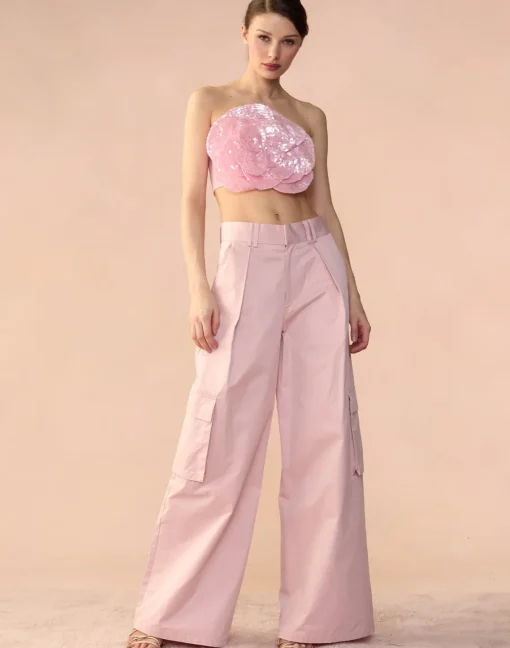 Cynthia Rowley Sequin Flower Bandeau LTPNK Discount