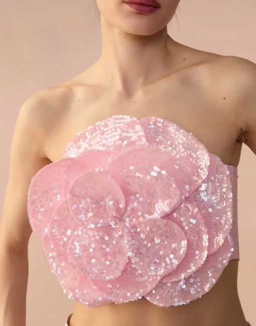 Cynthia Rowley Sequin Flower Bandeau LTPNK Discount