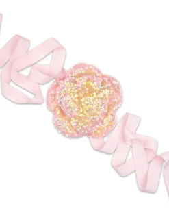 Cynthia Rowley Sequin Flower Tie PNKMT Discount