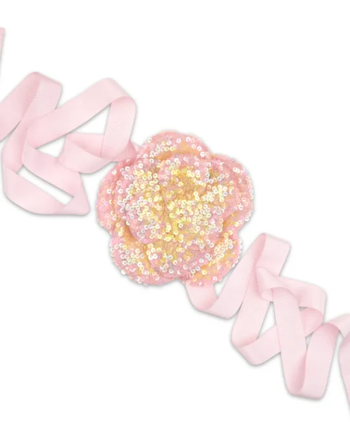 Cynthia Rowley Sequin Flower Tie PNKMT Discount