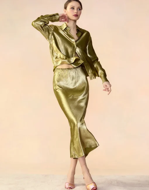 Cynthia Rowley Shimmering Siren Skirt GREEN Discount