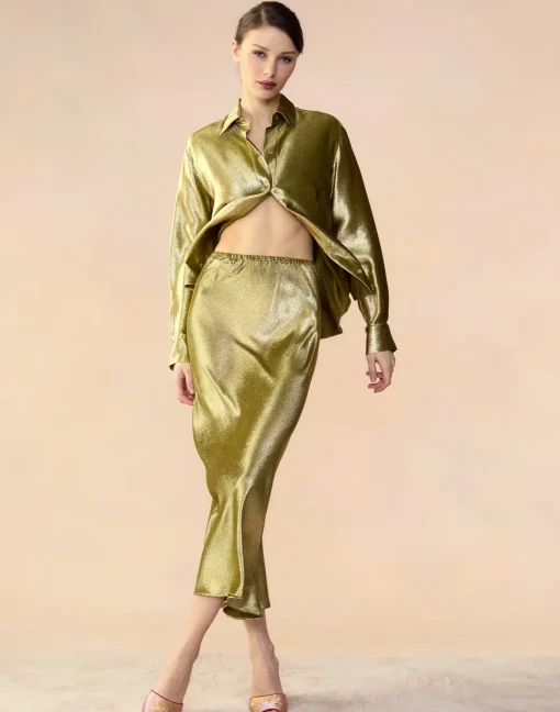 Cynthia Rowley Shimmering Siren Skirt GREEN Discount