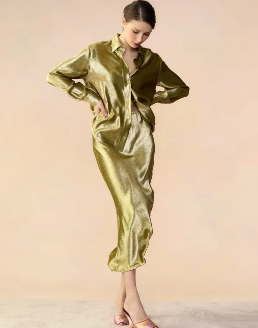 Cynthia Rowley Shimmering Siren Skirt GREEN Discount