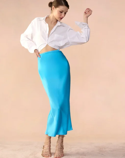 Cynthia Rowley Sienna Silk Skirt BLUE Online