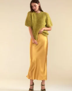 Cynthia Rowley Sienna Silk Skirt GLDYLW Outlet