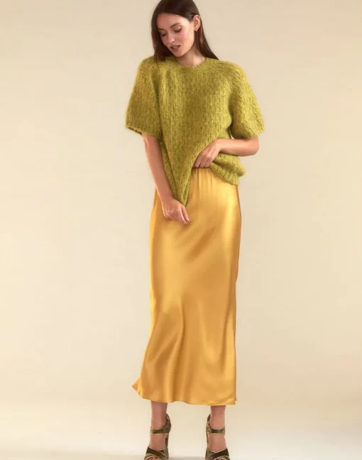 Cynthia Rowley Sienna Silk Skirt GLDYLW Outlet