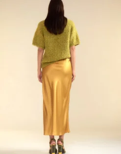 Cynthia Rowley Sienna Silk Skirt GLDYLW Outlet