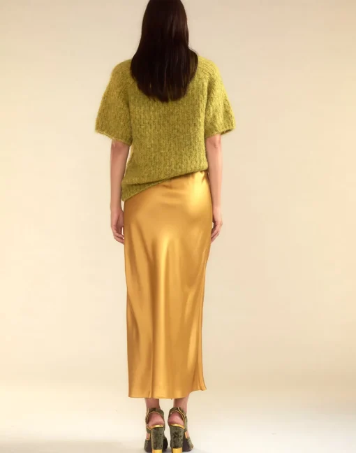 Cynthia Rowley Sienna Silk Skirt GLDYLW Outlet