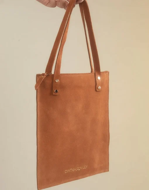 Cynthia Rowley Sleek Suede Tote BROWN Clearance