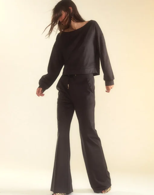 Cynthia Rowley Sleek Ultrasuede Lounge Pant BLACK Fashion