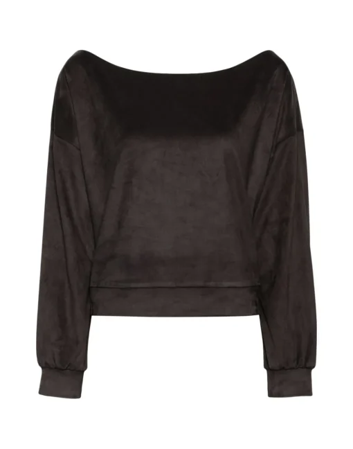 Cynthia Rowley Sleek Ultrasuede Pullover BLACK Discount