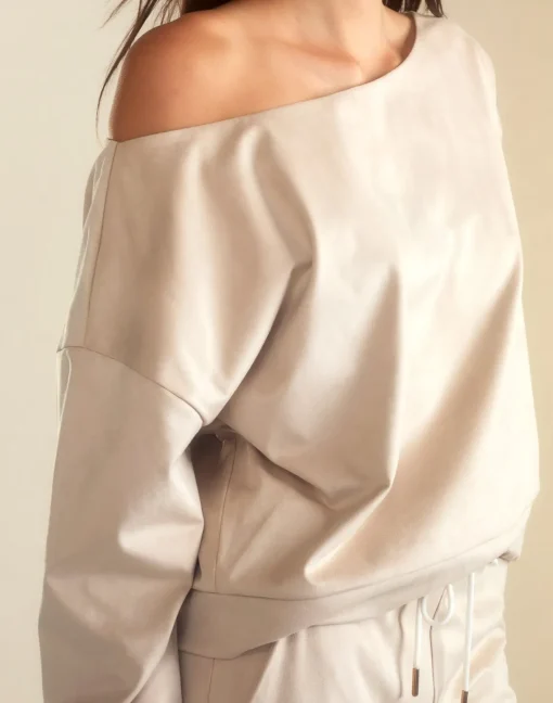 Cynthia Rowley Sleek Ultrasuede Pullover STONE Online