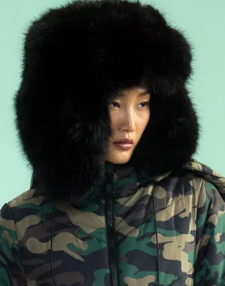 Cynthia Rowley Snow Bunny Trapper Hat BLACK Fashion