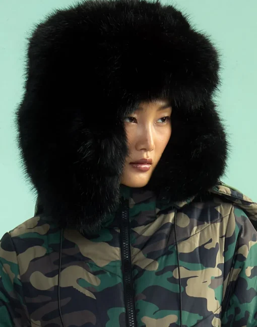 Cynthia Rowley Snow Bunny Trapper Hat BLACK Fashion