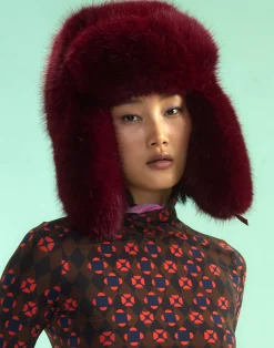 Cynthia Rowley Snow Bunny Trapper Hat BRGDY Discount