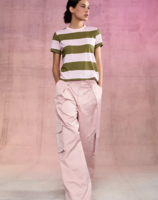 Cynthia Rowley Stripe Tee GRNPK Clearance