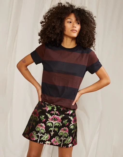 Cynthia Rowley Striped Tee BLKBR Outlet