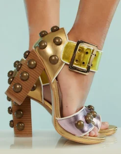 Cynthia Rowley Studded Heels MTLC Clearance