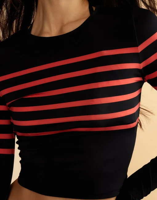 Cynthia Rowley Taylor Rashguard BLKRD Hot