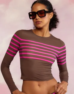 Cynthia Rowley Taylor Rashguard BRWPNK Outlet