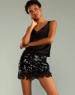 Cynthia Rowley The Cosmo Sequin Skirt BLACK Best