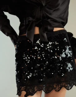 Cynthia Rowley The Cosmo Sequin Skirt BLACK Best