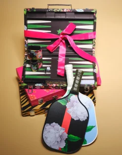 Cynthia Rowley Vegan Leather Backgammon Set BLKFL Sale