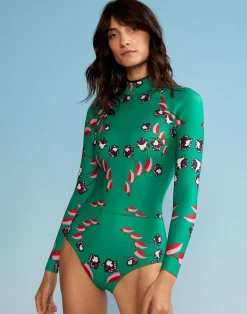 Cynthia Rowley Vine Floral High Cut Wetsuit GRVFLO New