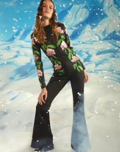 Cynthia Rowley Water Repellent Bonded Ski Suit BLKPNK Best