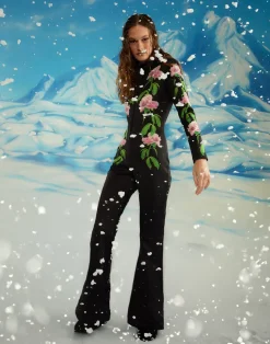 Cynthia Rowley Water Repellent Bonded Ski Suit BLKPNK Best