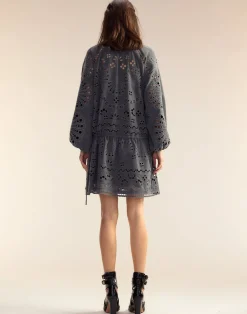 Cynthia Rowley Wellesley Embroidered Dress HGREY Clearance