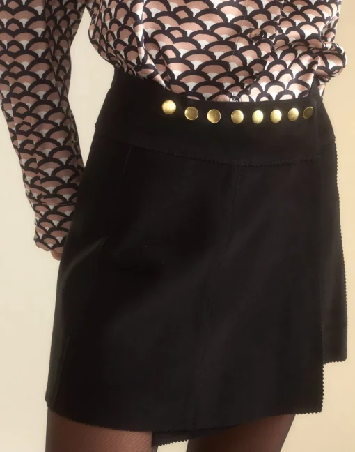 Cynthia Rowley Westward Suede Wrap Skirt BLACK New